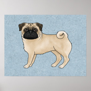 Reeënpug Hond Honden Geanimeerde Illustratie van e Poster