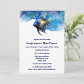 Reef eiland engel vis 3D blauw goud Kaart (Staand voorkant)