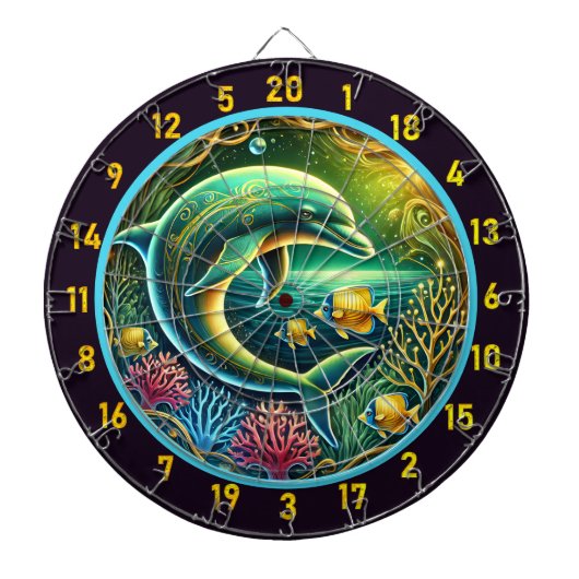 Reef Radiance Dolphin Dartboard Display Dartbord (Voorkant)