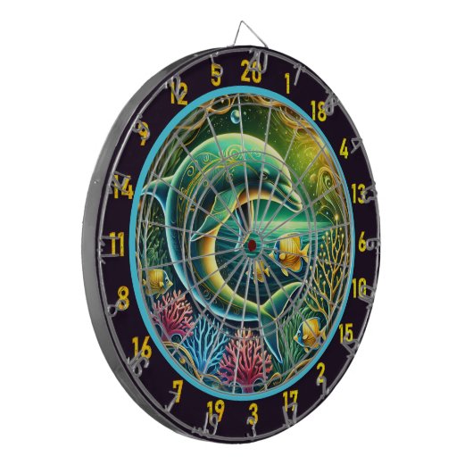 Reef Radiance Dolphin Dartboard Display Dartbord (Voorkant Links)