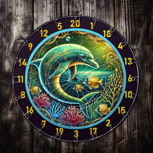 Reef Radiance Dolphin Dartboard Display Dartbord