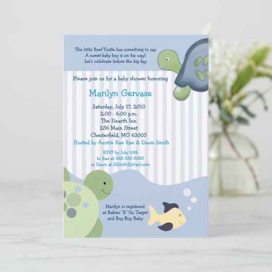REEF TURTLE 5x7 Baby shower Uitnodiging (Staand voorkant)