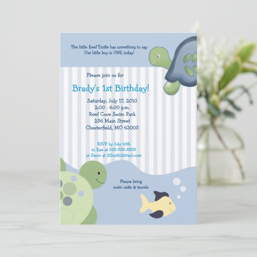 REEF TURTLE & Fish 5x7 Aangepaste uitnodiging voor (Staand voorkant)