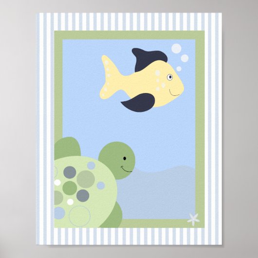 REEF TURTLE FISH 8x10 BABY NURSERY ROOM PRINT (Voorkant)