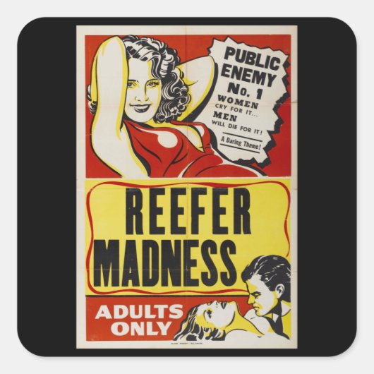 Reefer madness retro vintage poster vierkante sticker (Voorkant)