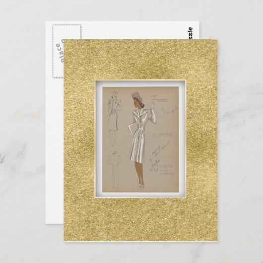 Reefer topcoat droeg over 2 stuks pak. jaren veert briefkaart (Voorkant / Achterkant)