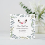 REEGEHOORN & Groene Save The Date - Vierkant (Staand voorkant)