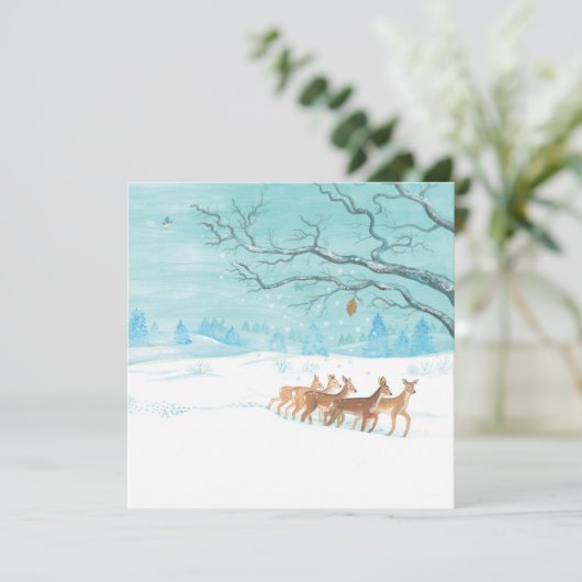 Reegeitengroep in de winter feestdagenkaart (Staand voorkant)