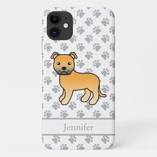 Reeh Engelse Staffie Schattige Cartoon Hond & Naam Case-Mate iPhone Case (Achterkant)