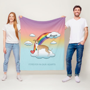 Reehond en witte Italiaanse Greyhound Regenboog He Fleece Deken