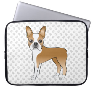 Reekalf Boston Terrier Cartoon Hond & Grijze Pootj Laptop Sleeve