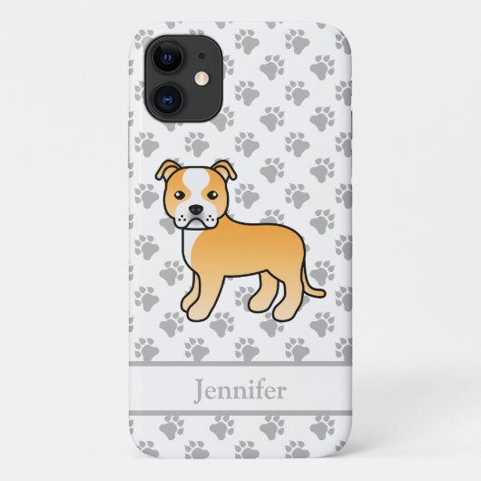 Reekalf En Witte Engelse Staffie Hond & Naam Case-Mate iPhone Case (Achterkant)