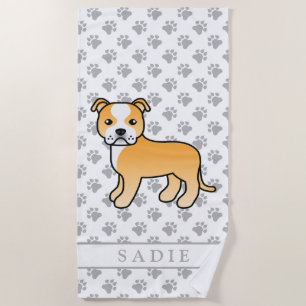 Reekalf En Witte Staffie Schattige Cartoon Hond &  Strandlaken