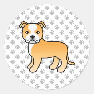 Reekalf en witte Staffordshire Bull Terrier hond Ronde Sticker