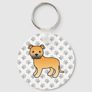 Reekalf Staffordshire Bull Terrier Schattige Carto Sleutelhanger