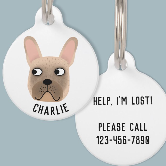 Reekandaal Franse Bulldog Huisdierpenning (French Bulldog personalized name and details dog tag)