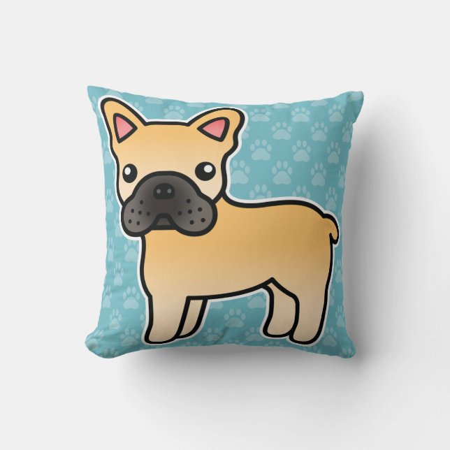 Reekartoon Franse Bulldog Kussen (Voorkant)