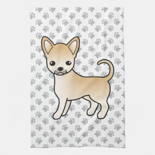 Reekleurige Chihuahua Cartoon Hond & Pootjes Theedoek