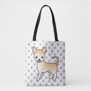 Reekleurige Chihuahua Cartoon Hond & Pootjes Tote Bag