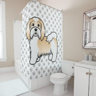 Reekleurige En Witte Havanese Zachte Tekening Hond Douchegordijn