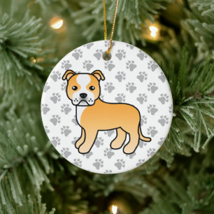 Reekleurige En Witte Staffordshire Bull Terrier Ho Keramisch Ornament