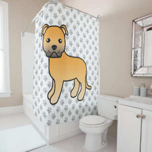 Reekleurige Engelse Staffordshire Bull Terrier Hon Douchegordijn