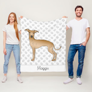 Reekleurige Italiaanse Windhond Cartoon Hond Met E Fleece Deken