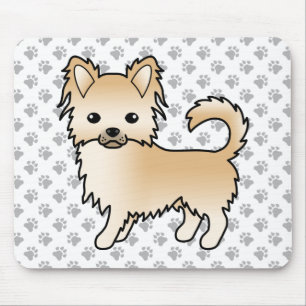 Reekleurige Langharige Chihuahua Cartoon Hond & Po Muismat