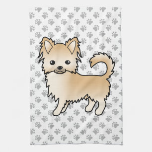 Reekleurige Langharige Chihuahua Cartoon Hond & Po Theedoek