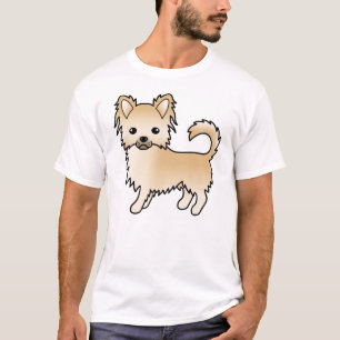 Reekleurige langharige Chihuahua Cute Cartoon Hond T-shirt