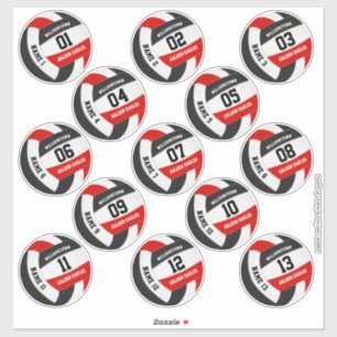 Reeks 13 rode zwarte teamkleuren volleyball sticker