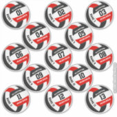 Reeks 13 rode zwarte teamkleuren volleyball sticker (Voorkant)