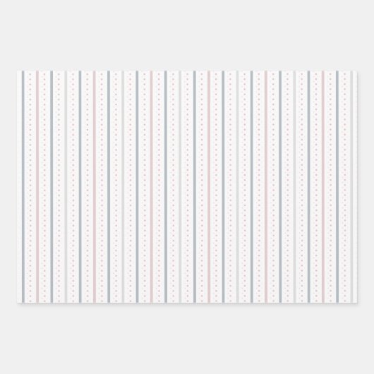 Reeks 3-Baby lammeren, Argyle, Stripes Roze grijs  Inpakpapier Vel (Voorkant 3)