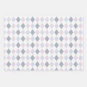 Reeks 3-Baby lammeren, Argyle, Stripes Roze grijs  Inpakpapier Vel (Voorkant 2)