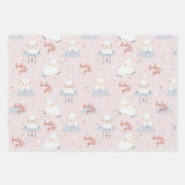 Reeks 3-Baby lammeren, Argyle, Stripes Roze grijs  Inpakpapier Vel (Voorkant)