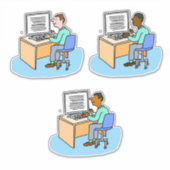 Reeks 3 Computer Workers. Sticker (Voorkant)