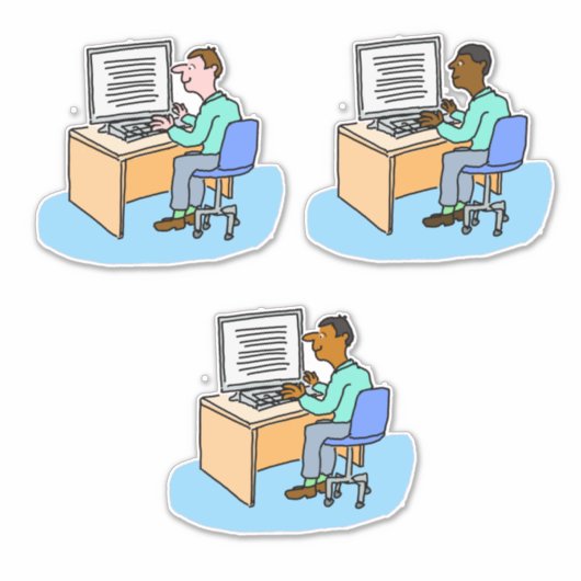 Reeks 3 Computer Workers. Sticker (Voorkant)