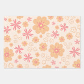 Reeks 3 Retro Floral Patroon Inpakpapier Vel (Voorkant 2)
