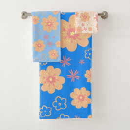 Reeks 3 Retro Floral Pattern-handdoekset Bad Handdoek