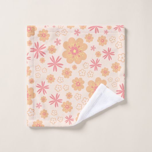 Reeks 3 Retro Floral Pattern-handdoekset Bad Handdoek (Wasdoekje)