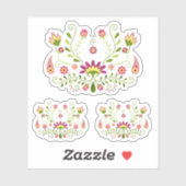 Reeks 3 roze traditionele Mexicaanse Floral Sticker (Vel)