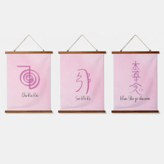 Reeks 3 roze usui reiki symbolen-CKR, SHK & HSZSN Hangend Wandkleed