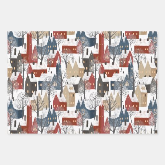 Reeks 3 Schilderachtig winterwijken in Wonderland Inpakpapier Vel (Voorkant)