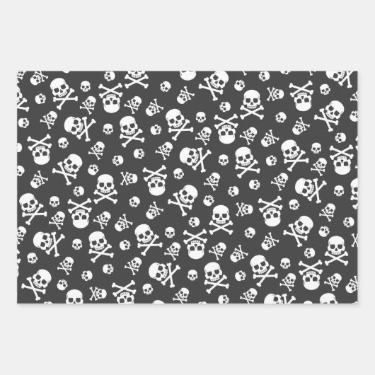 Reeks 3 Skull en Crossbones White Inpakpapier Vel (Voorkant)