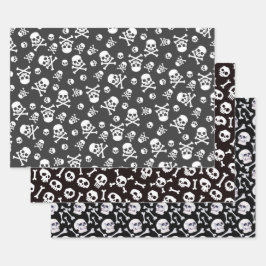 Reeks 3 Skull en Crossbones White Inpakpapier Vel