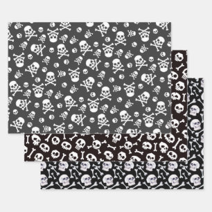 Reeks 3 Skull en Crossbones White Inpakpapier Vel