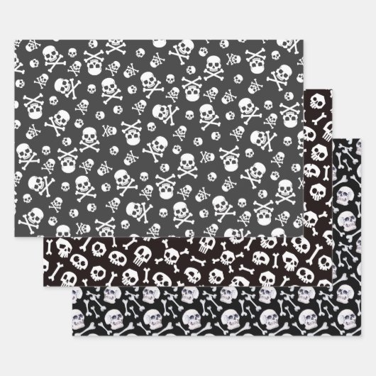 Reeks 3 Skull en Crossbones White Inpakpapier Vel (Set)