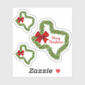 Reeks 3 Texas Kerstmis Wreath met Red Bow Sticker (Vel)