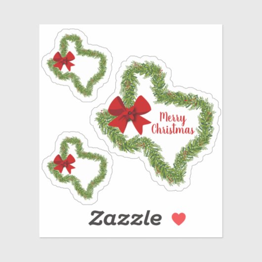Reeks 3 Texas Kerstmis Wreath met Red Bow Sticker (Vel)