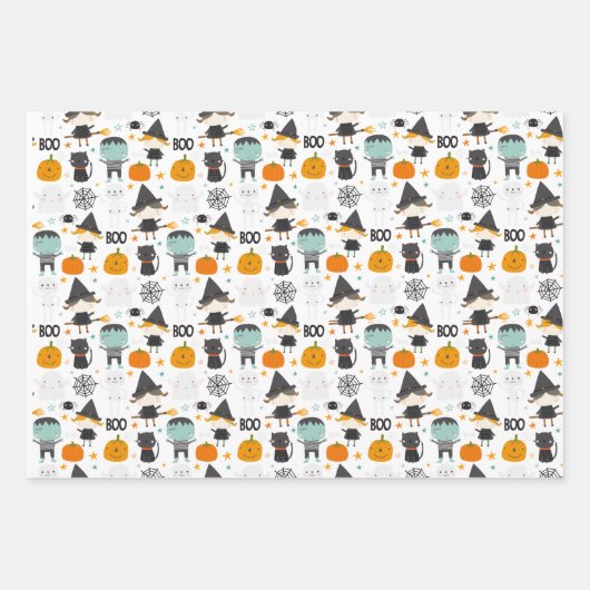 Reeks 3 Whimsical Halloween Inpakpapier Vel (Voorkant)